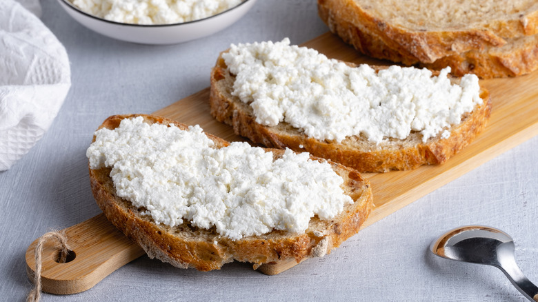 cottage cheese on crusty bread