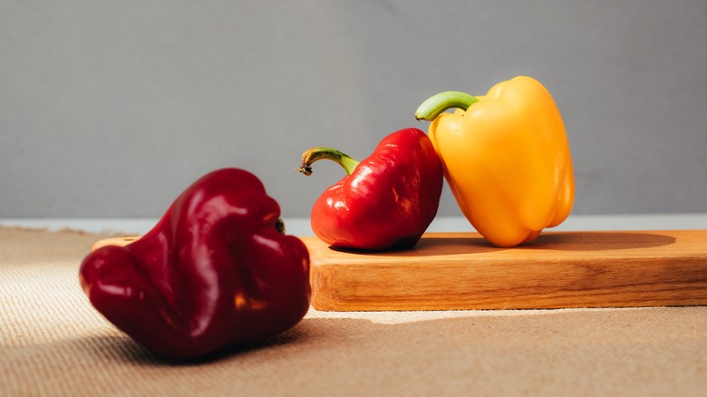 variety of peppers on table