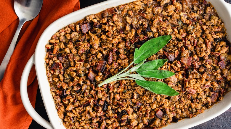 Baon and peacan dark sweet potato casserole