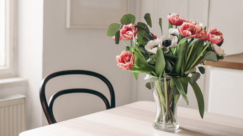 fresh-cut flowers in vase