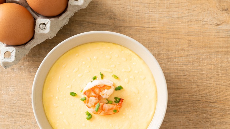 steamed egg with shrimp and eggs