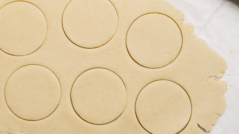 Circles cut into dough