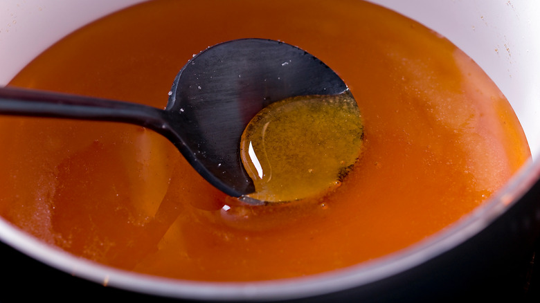 Sugar crystals in a pan