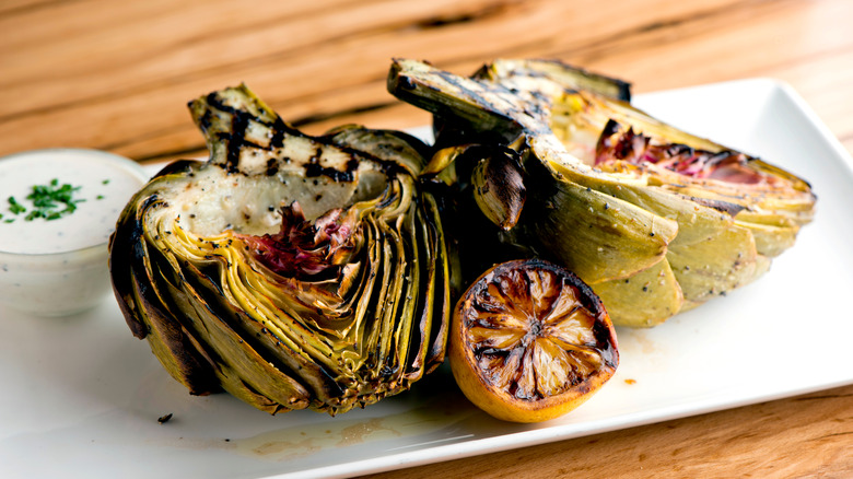 char grilled artichoke halves