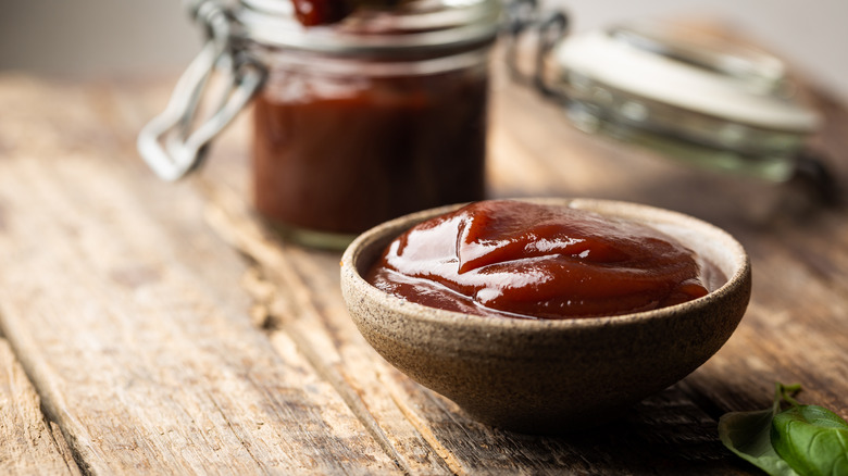 Dish of homemade barbecue sauce