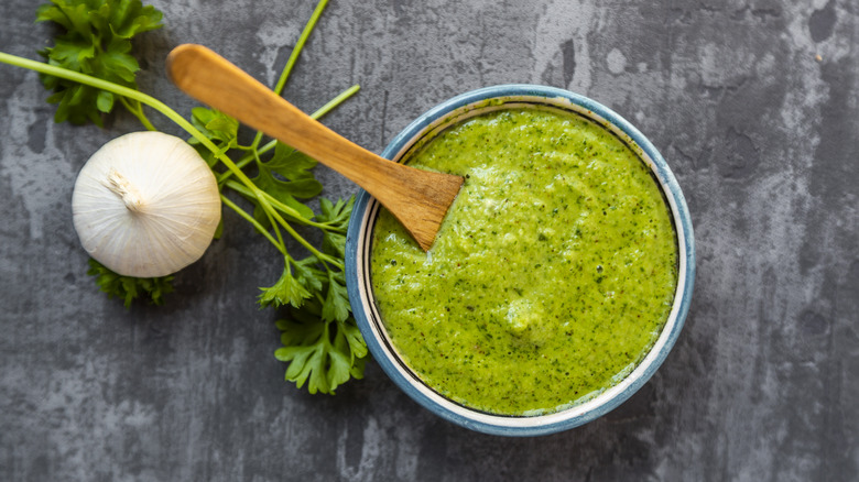 Bowl of fresh chimichurri