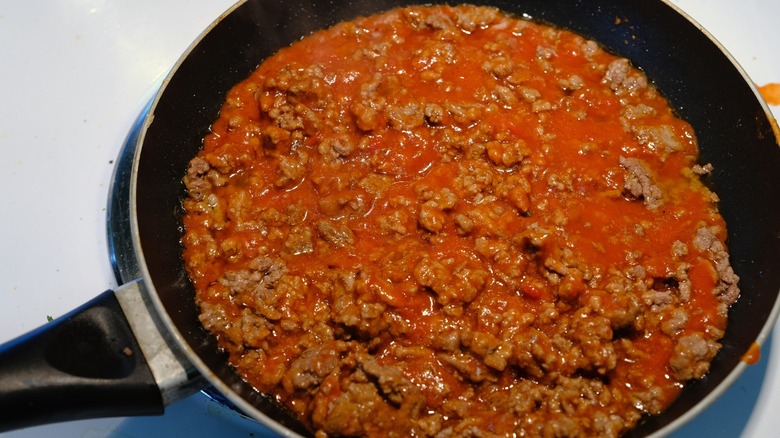 Pan of sloppy Joe sauce