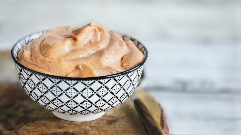 Decorative bowl with yum yum sauce