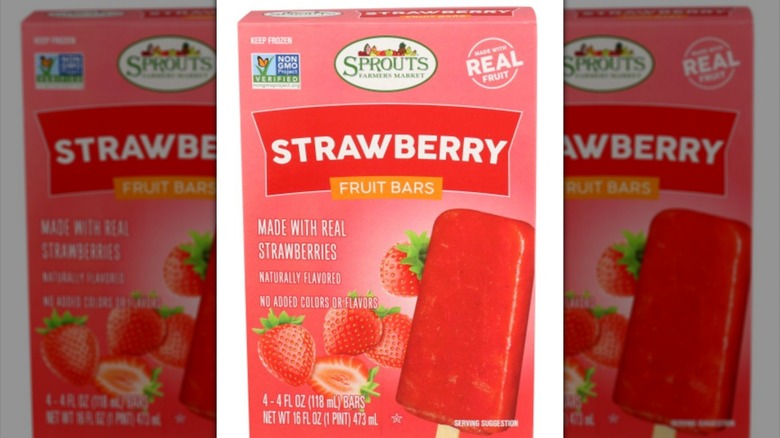 box of Sprouts strawberry popsicles