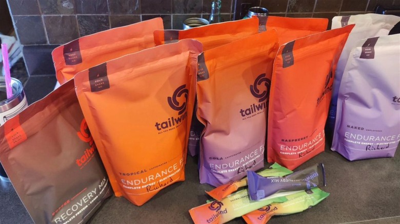 Bags of Tailwind hydration mix
