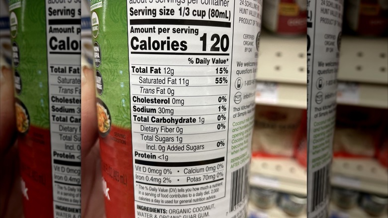 can label showing nutrition facts