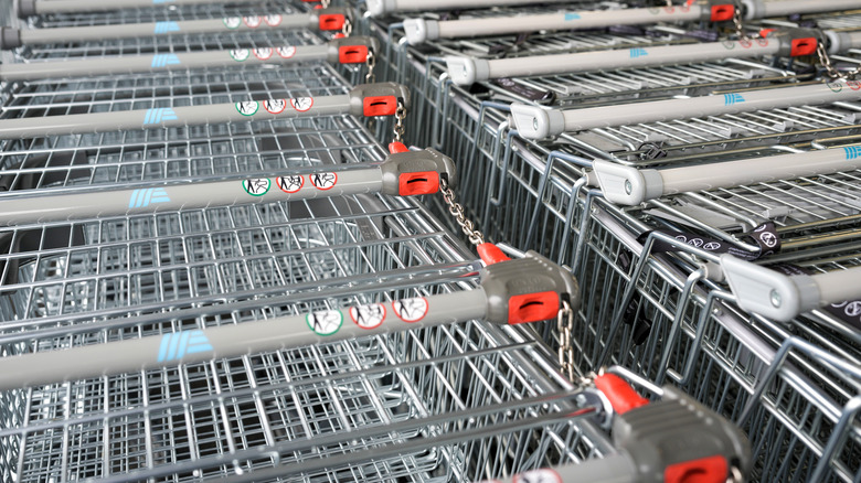 Aldi shopping carts chained together