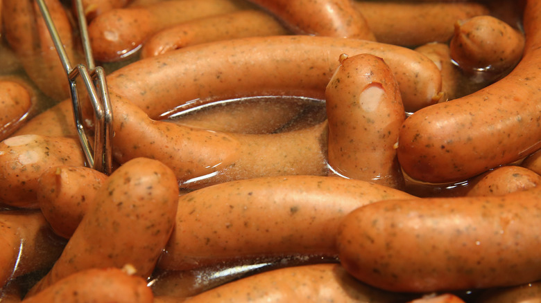 sausage in boiling water