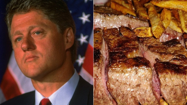 Bill Clinton split screen with steak and fries