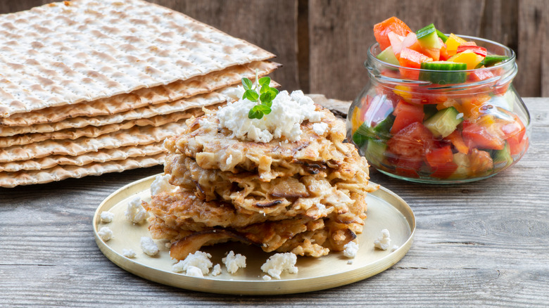 Matzo brei pieces with filling
