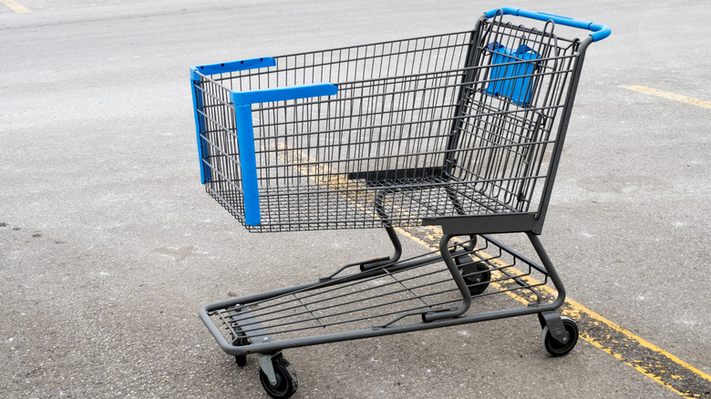 Grocery cart in parking lot