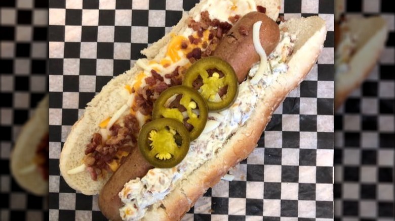 Hot Dog with Cream Cheese and Jalapenos