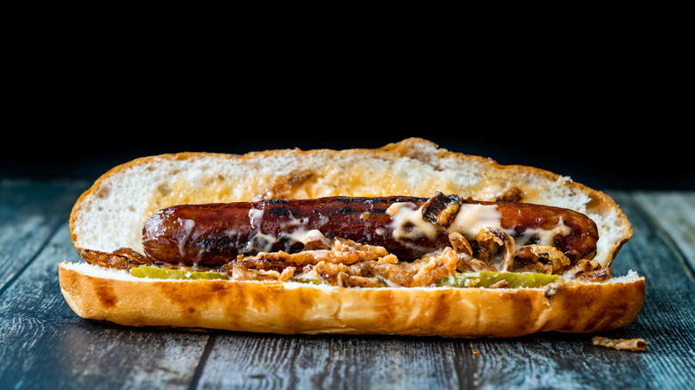 Hot Dog With Caramelized Onions 