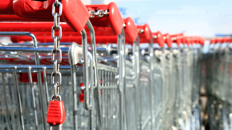 Aldi shopping carts locked together