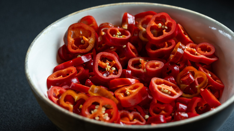 hot peppers sliced