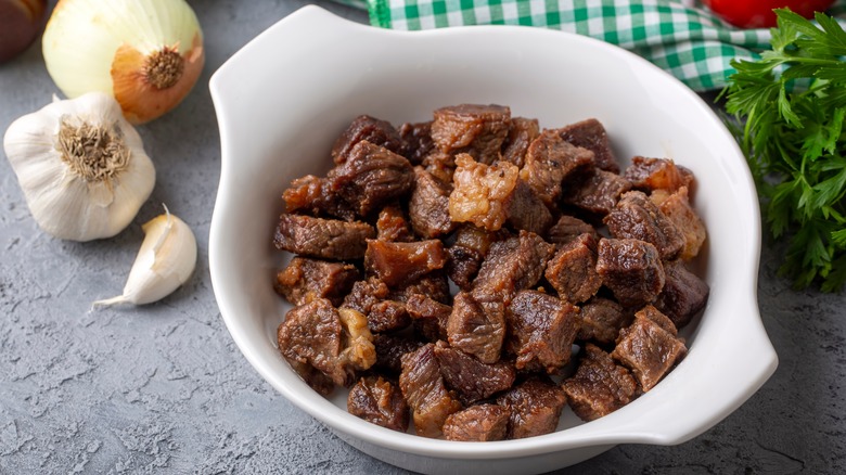 steak bites in a bowl