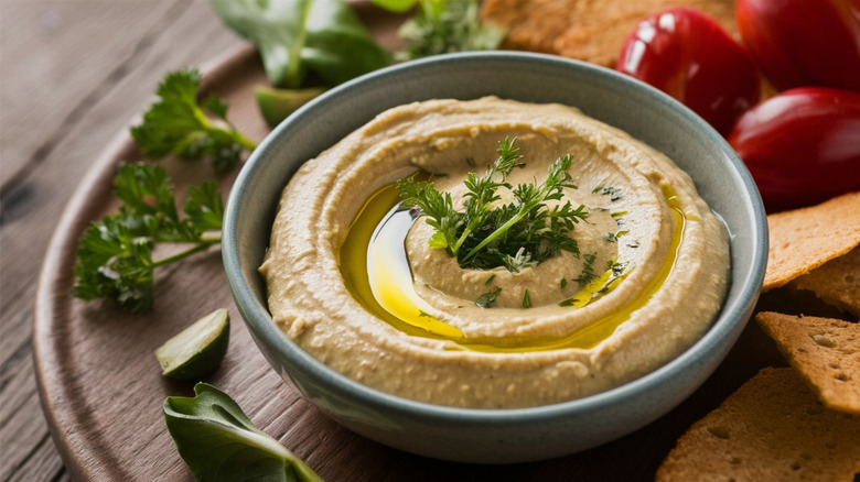 A bowl of hummus