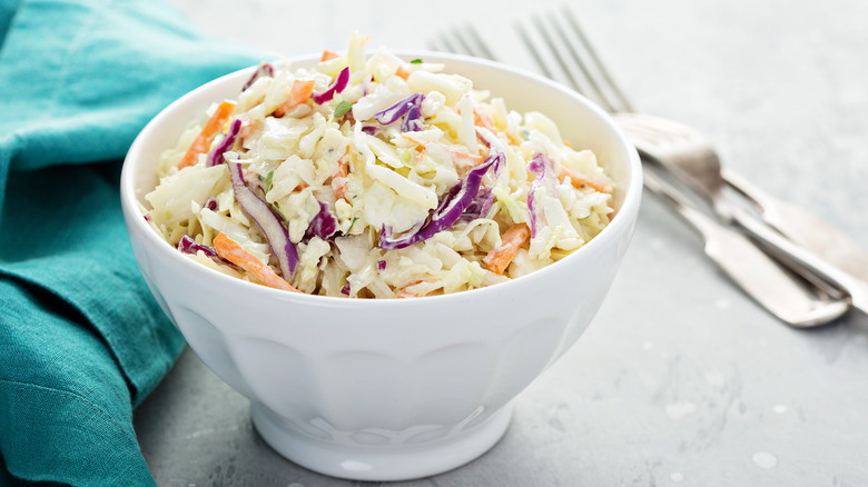 A bowl of coleslaw