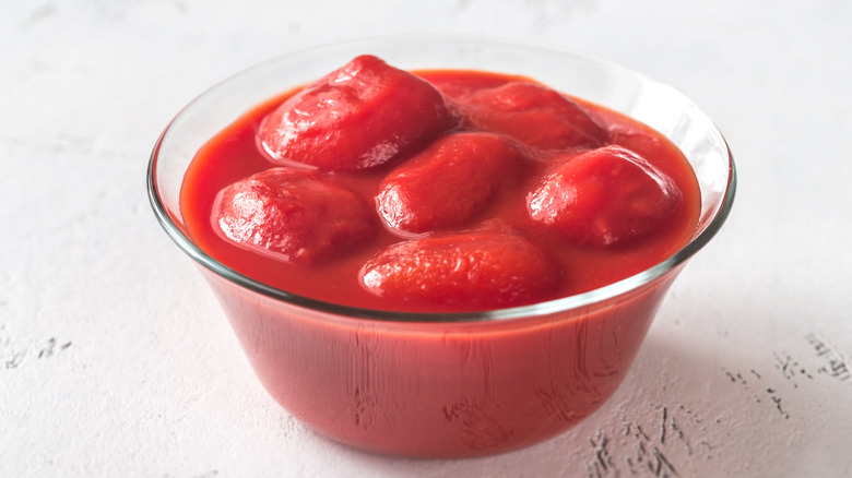 bowl of whole canned tomatoes