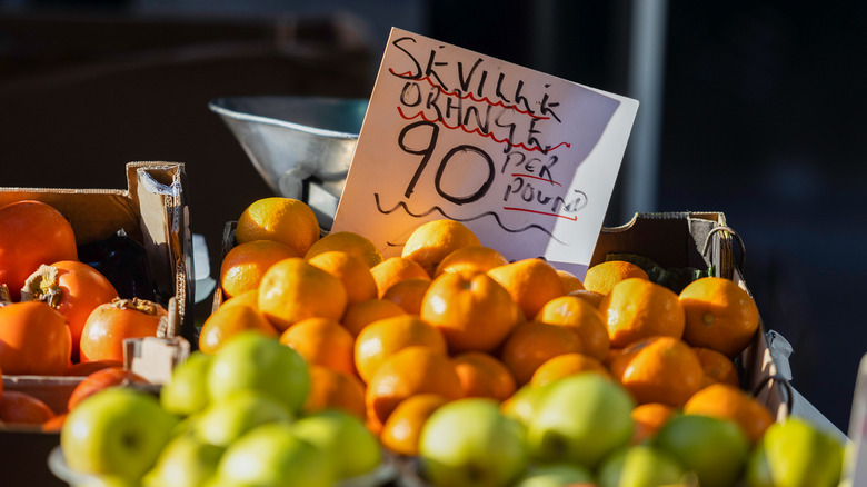 Seville oranges at farmers market 