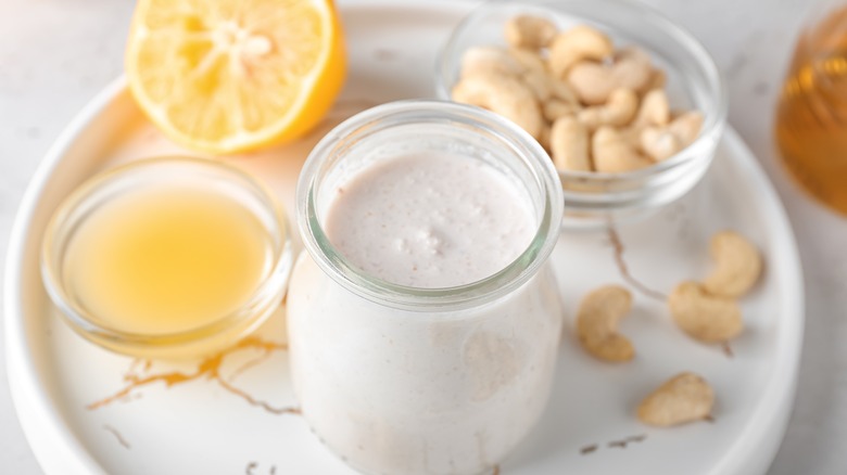 A jar of cashew cream