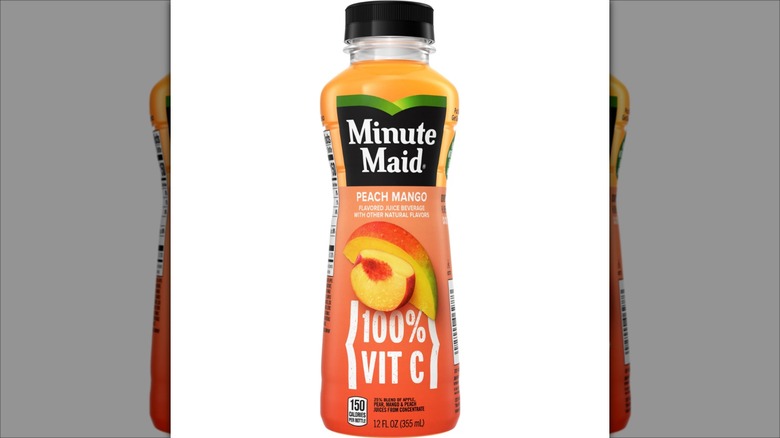 Bottle of peach mango juice