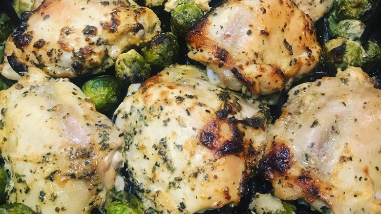 ranch marinated chicken and Brussels sprouts