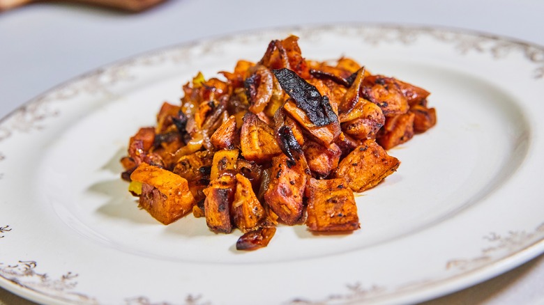 plate of roasted sweet potatoes