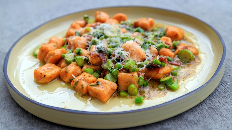 plate of sweet potato gnocchi