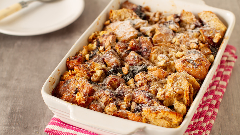 A tray of bread pudding