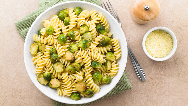 pasta with roasted Brussels sprouts