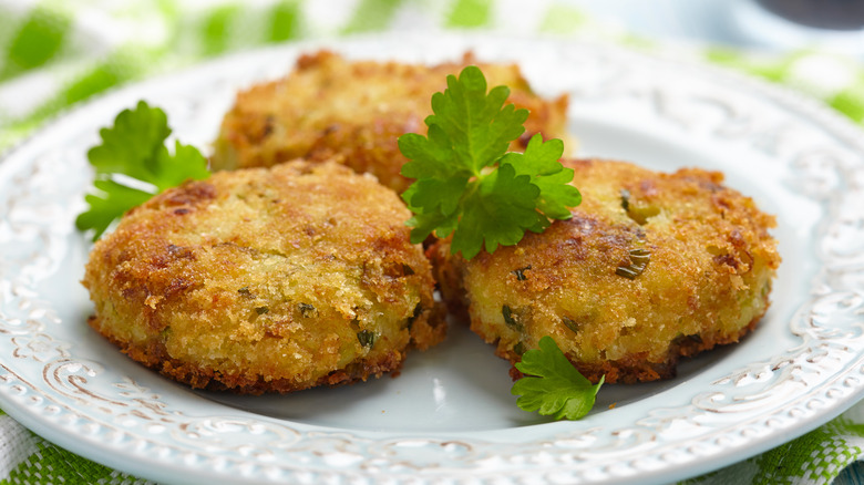 plate of Brussels sprout fritters