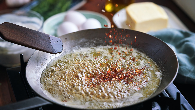 Cooking spices in oil