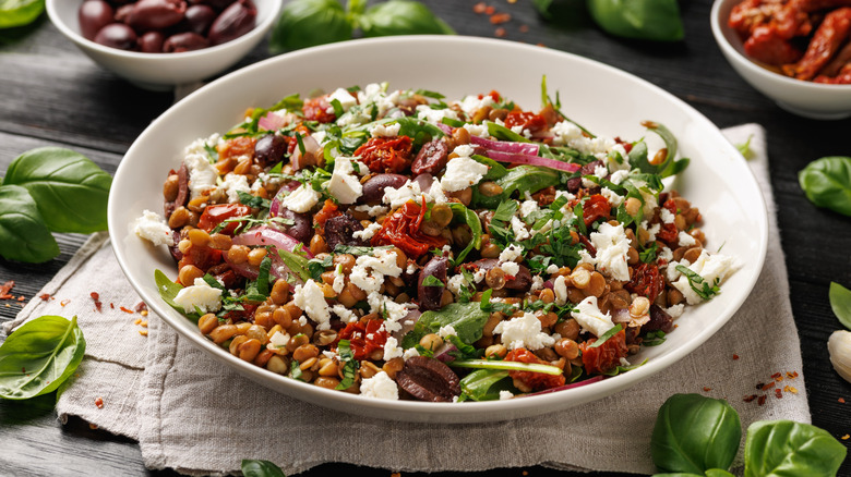 Lentil salad with fresh herbs