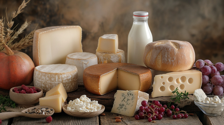 An array of cheeses