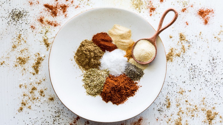 taco seasoning ingredients in a dish