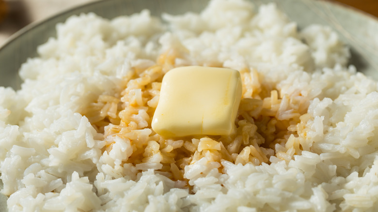 Rice topped with butter