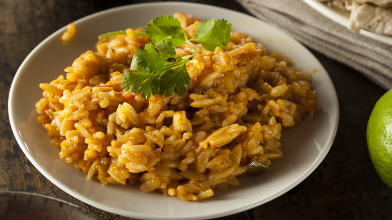 Spanish rice on small plate