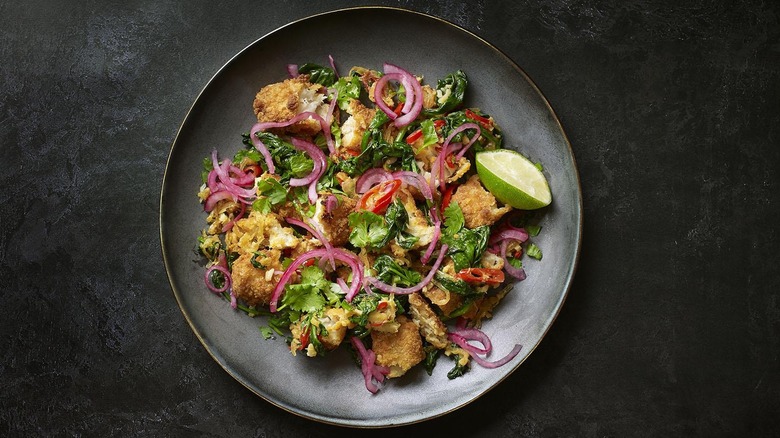 colorful plate of fish stick bhorta