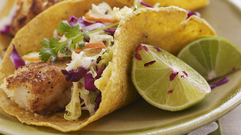 fish stick taco with slaw