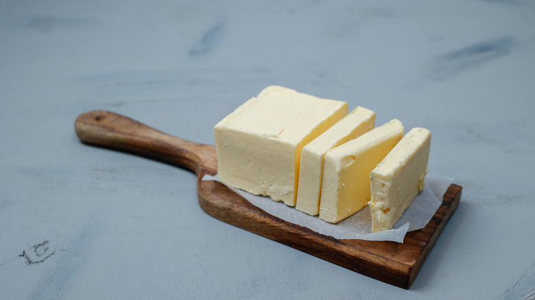 Butter on a wooden board