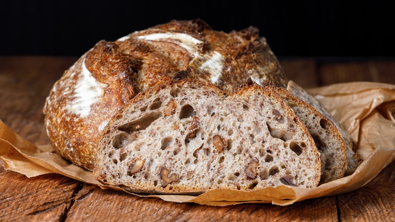 sourdough loaf with chopped nuts