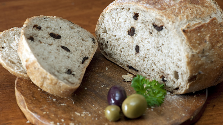 sliced olive bread