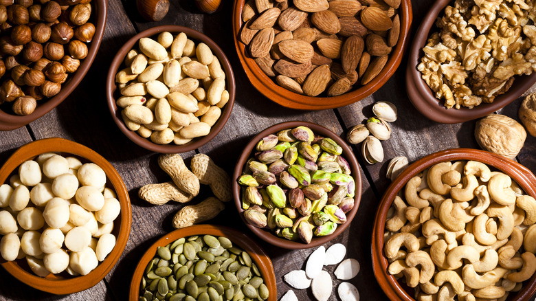 bowls of assorted nuts