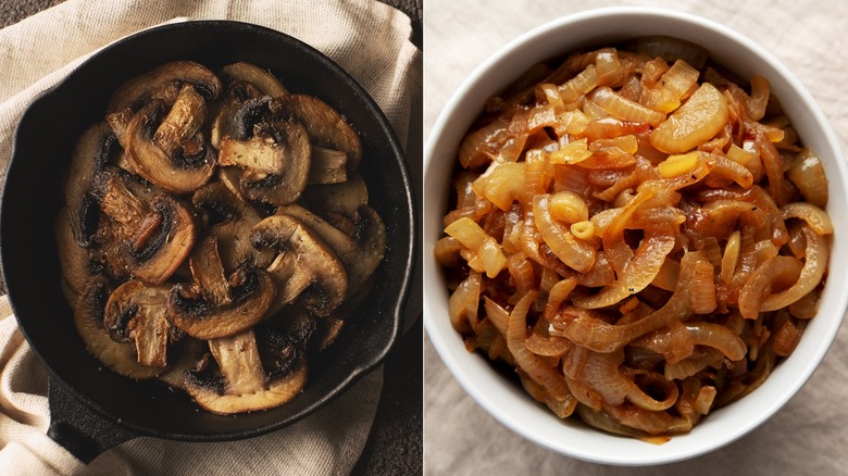 sauteed mushrooms and caramelized onions